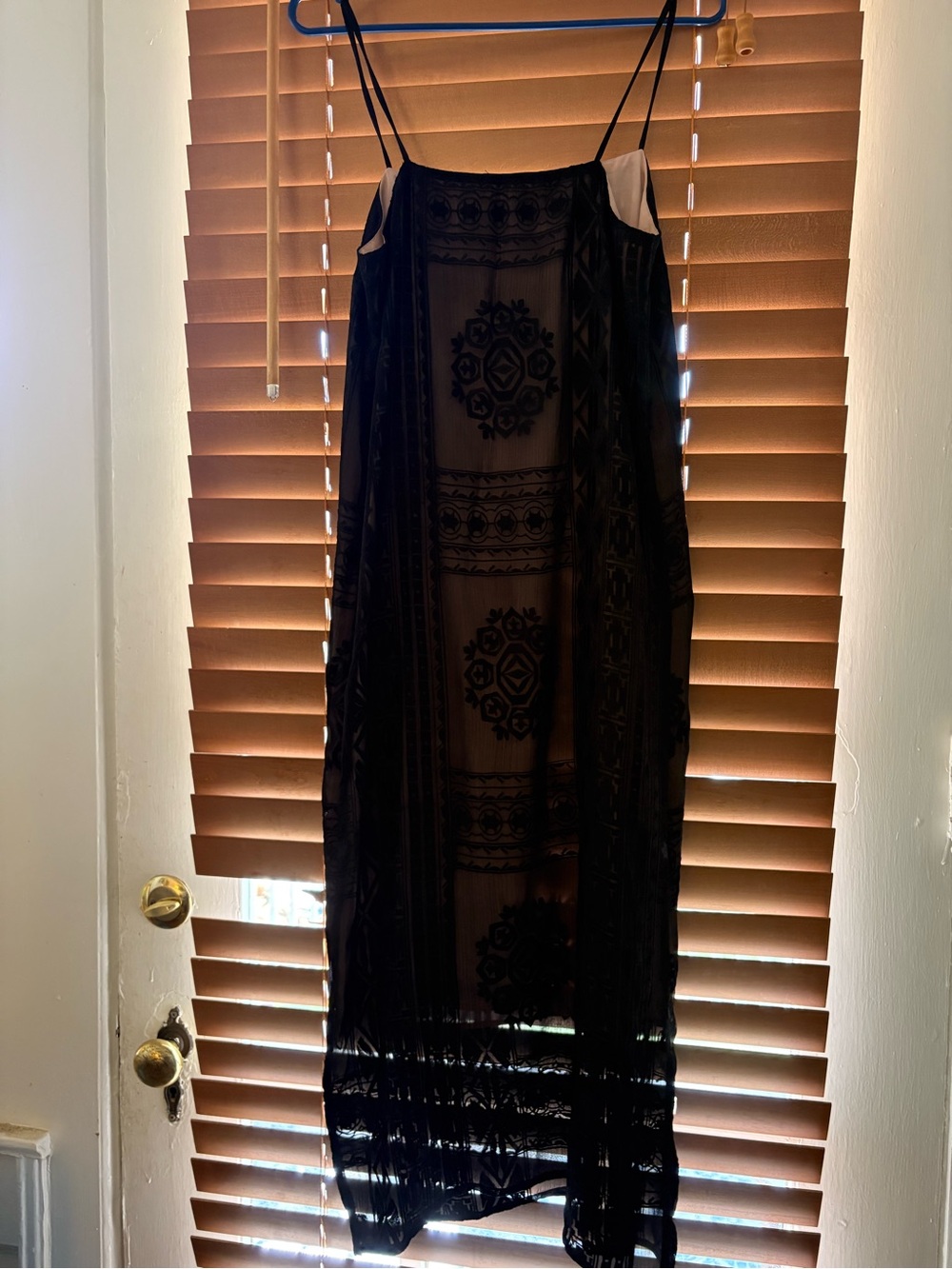 Floreat Black Sheer Embroidered Maxi Slip Dress
